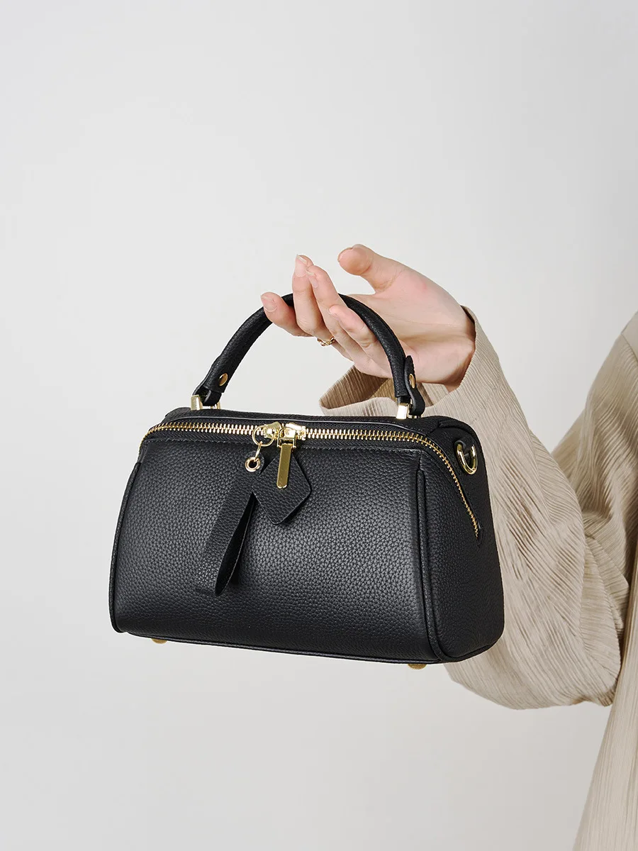 100% Genuine Leather women's handbag 2026 new Retro classic Boston handbag cowhide Women crossbody single-shoulder bag - Image 6