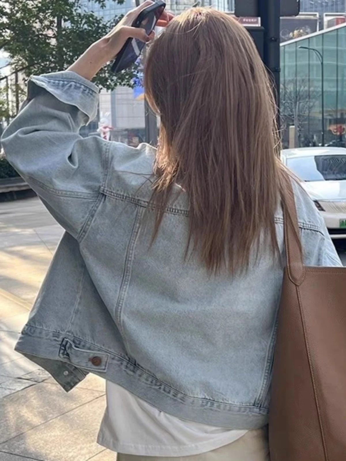 Waed Cotton Vintage Denim Jaet Women's Thin Loose ort Sve Long Jaet Korean Sle Casual Summer Outerwear - Image 3