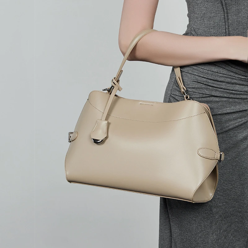 Hifashion Cowhide Genuine Leather Tote Handbags For Women 2026 Luxury Designer Shell Hobos Office Ladies Shoulder Crossbody Bags - Image 2