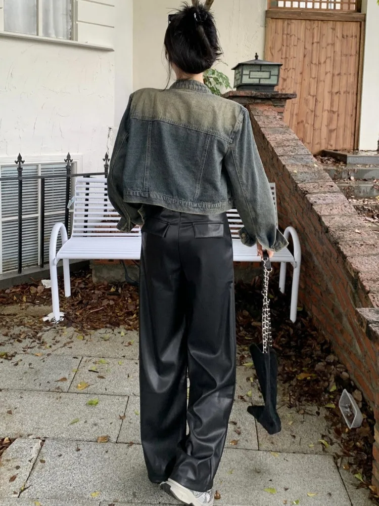 Y2k Vintage Harajuku Jeans Jackets Women's Short Tops Cowboy Coats Streetwear Long Sleeve Cardigan Denim Outerwear Denim Jacket - Image 5