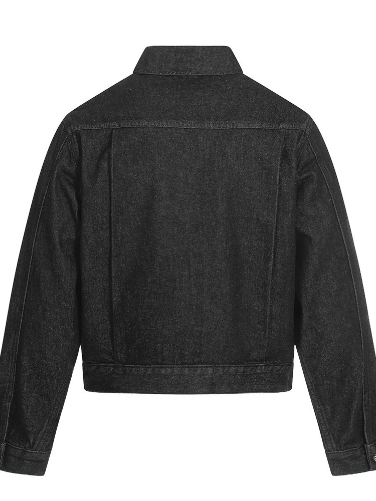 Mens Jacket Punk Vintage Streetwear Black Denim Short Coat Metal Buckle Studded Design Pleated Detail Retro Cool Hip Hop Fashion - Image 2