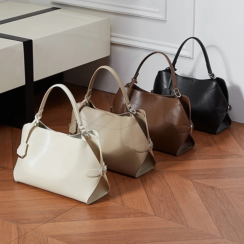 Hifashion Cowhide Genuine Leather Tote Handbags For Women 2026 Luxury Designer Shell Hobos Office Ladies Shoulder Crossbody Bags - Image 5