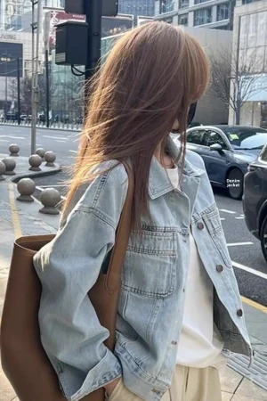 Waed Cotton Vintage Denim Jaet Women's Thin Loose ort Sve Long Jaet Korean Sle Casual Summer Outerwear