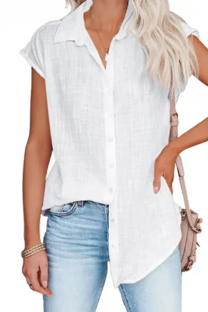 Cotton Linen Shirt Ladies Tops Tee Casual Thin Loose Woman T Shirt Summer Short Sleeve Solid T-Shirts Women Clothing Blusas