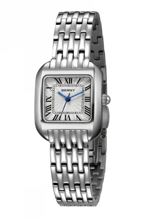 BERNY Luxury Brand Woman Watch New In High Quality S/S Square Ladies Quartz Watches Fashion Elegant Business Wristwatch