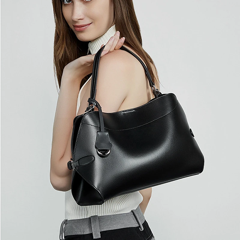 Hifashion Cowhide Genuine Leather Tote Handbags For Women 2026 Luxury Designer Shell Hobos Office Ladies Shoulder Crossbody Bags - Image 3