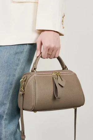 100% Genuine Leather women's handbag 2026 new Retro classic Boston handbag cowhide Women crossbody single-shoulder bag