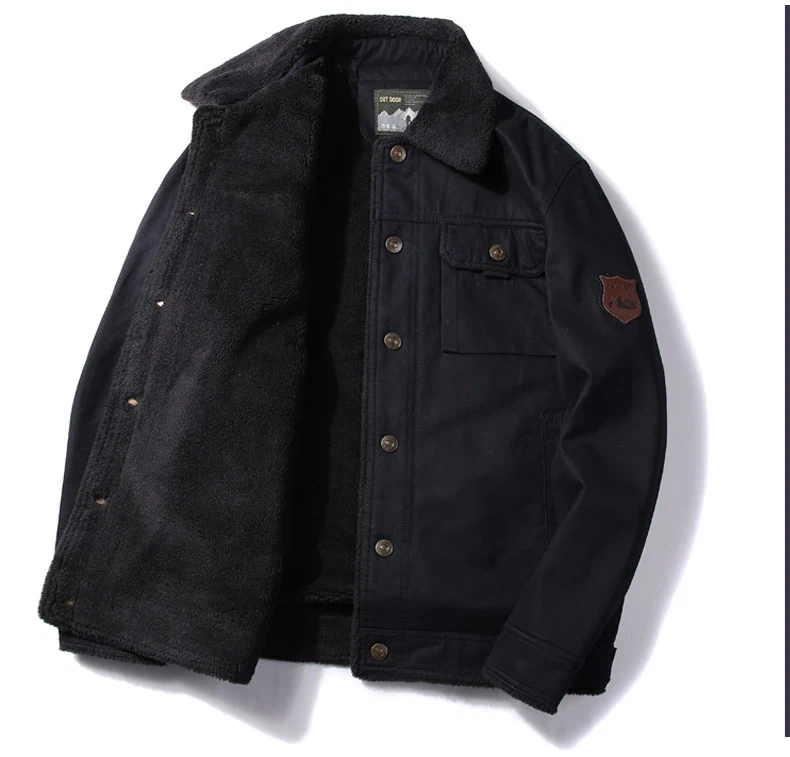 Men's Lamb Wool Jacket Military Coat Men's Autumn and Winter Thick Warm Retro Workwear Winter Coat Plus Size Men's Clothing 6XL - Image 2