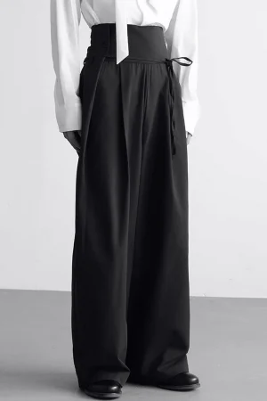 Mauroicardi Spring Autumn Long Loose Casual Baggy Flowy Soft Black Wide Leg Pants Men High Waist Luxury Designer Clothing 2025